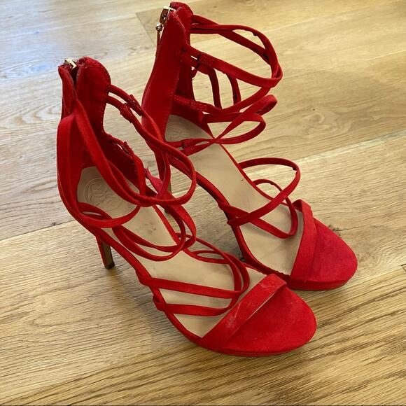 Guess Strappy Platform Stiletto Heels in Red - Picture 1 of 8